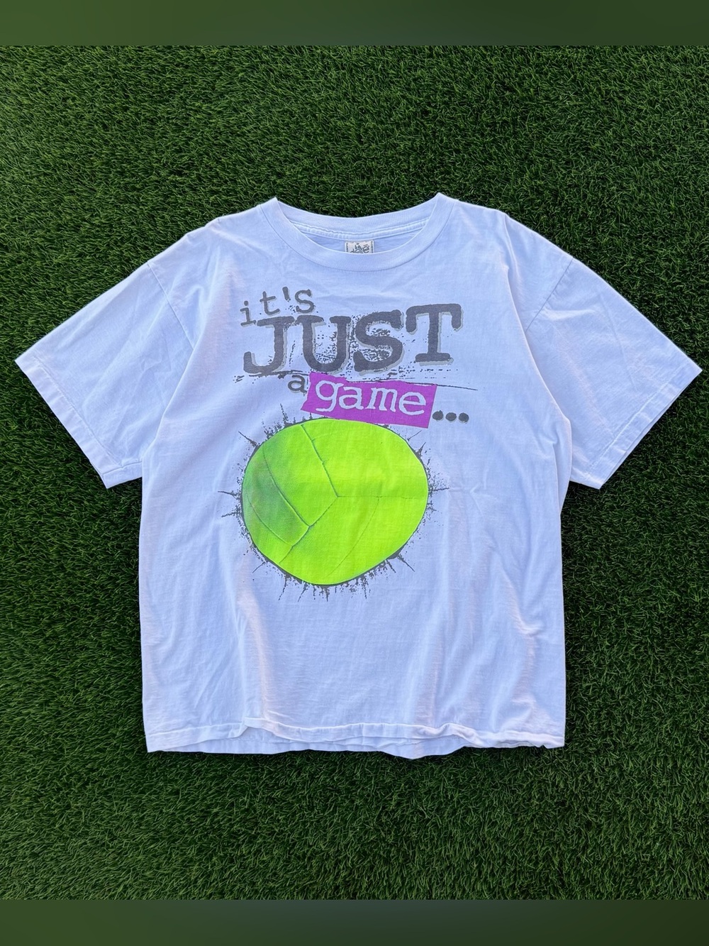 Vintage 90s Volleyball is Life Graphic T-Shirt "It's Just a Game" White Size XL